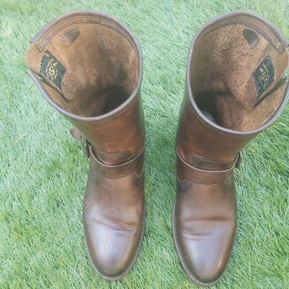 Frye veronica Brown Leather Mid-Calf Engineer Boots Size 6 - Picture 4 of 8